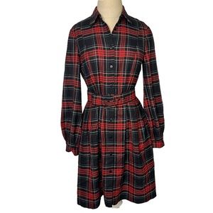 cremieux red plaid belted shirt dress 2